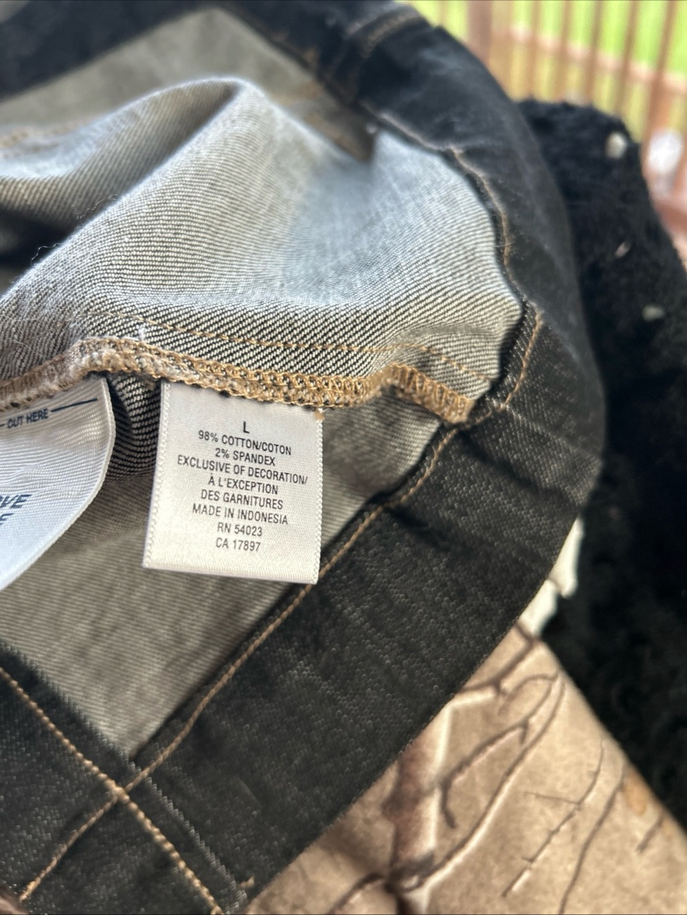 Vintage Old Navy Dark Blue Denim Military-Style Jacket with Contrast Stitching L - Picture 11 of 12